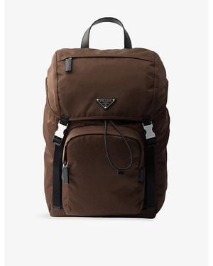 Prada Re-Nylon Large Recycled-Nylon And Leather Backpack - Brown