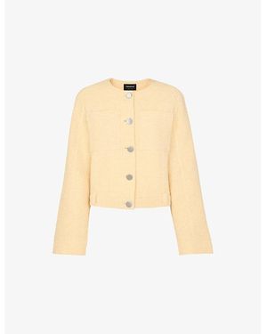 Whistles Patch-Pocket Collarless Textured Cotton Jacket - Natural