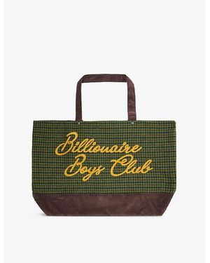 BBCICECREAM Script Logo-Embroidered Check Wool-Blend Tote - Green