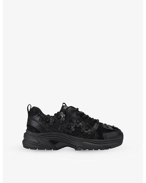 KG by Kurt Geiger Lexie Flower Faux-Suede Trainers - Black