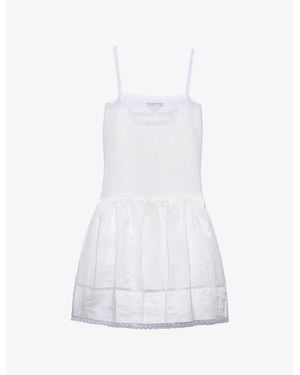Prada Embroidered Linen Dress - White