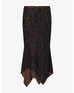 De La Vali Faela Lace Midi Skirt - Black