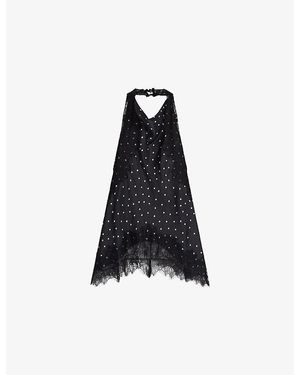 OMNES Jayne Polka-Dot Satin Top - Blue