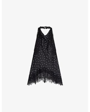 OMNES Jayne Polka-Dot Satin Top - Blue