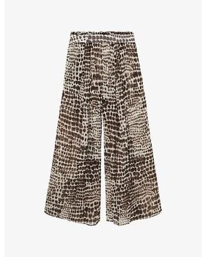 Reiss X Atelier Aurelie Animal-Print Woven Trousers - Brown