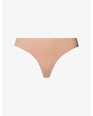Hanro Invisible Mid-Rise Stretch-Cotton Thong - Natural