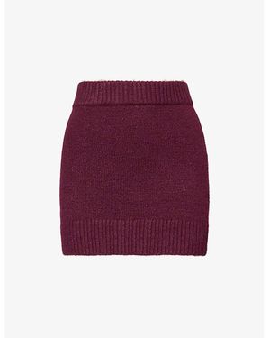 The Couture Club Emblem Slim-Fit Knitted Mini Skirt - Purple
