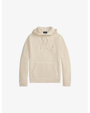 Polo Ralph Lauren Logo-Embroidered Waffle-Knit Wool And Cotton-Blend Hoodie - Natural
