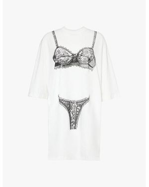 VAQUERA Lingerie Trompe L'Oeil T-Shirt Cotton-Jersey Midi Dress - White