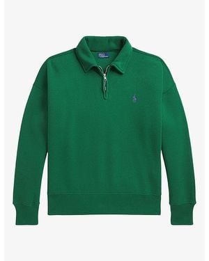 Polo Ralph Lauren Logo-Embroidered Half-Zip Cotton-Blend Sweatshirt - Green
