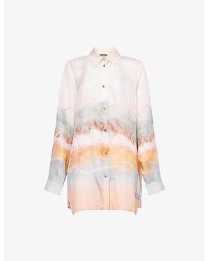 Zimmermann Relaxed-Fit Tie-Dye Silk Shirt - White