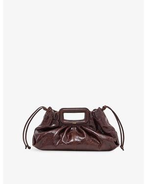 Maje Milpli Crackled Leather Shoulder Bag - Brown