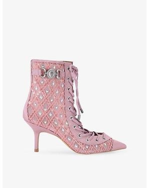 Kurt Geiger Mansion Corset Mesh Ankle Boots - Pink