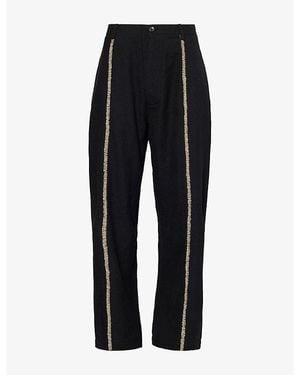 Kartik Research Sultan Wide-Leg Wool Trousers - Black