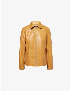Rag & Bone Jordie Collared Faux-Leather Jacket - Metallic