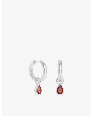 Astrid & Miyu Sunset Pear Charm-Plated Sterling- And Cubic Zirconia Hoop Earrings - White