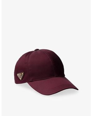 Prada Logo-Plaque Recycled-Nylon Baseball Cap - Red