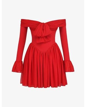 House Of Cb Alana Off-The-Shoulder Stretch-Woven Mini Dress - Red