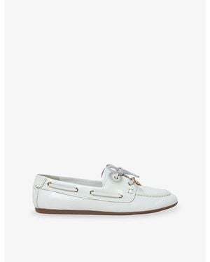 Maje Branded Leather Boat Shoes - White