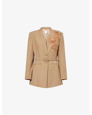 Huishan Zhang Kieran Jacquard Wool Jacket - Natural