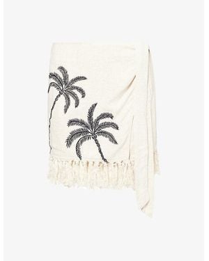 4th & Reckless Demi Embroidered Wrap Woven Mini Skirt - White
