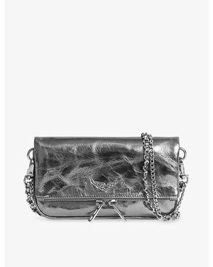 Zadig & Voltaire Rock Nano Vintage Metallic-Leather Clutch Bag - Grey
