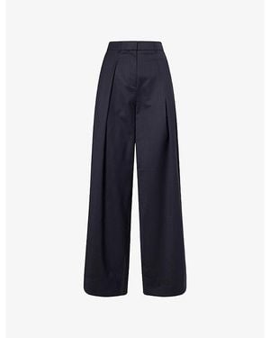 ME+EM Extreme Tapered-Leg Pleated Wool Trousers - Blue