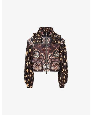 FARM Rio Winter Ainika Floral-Print Padded Jacket - Black