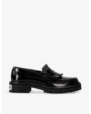 The Kooples Stud-Embellished Leather Loafers - Black