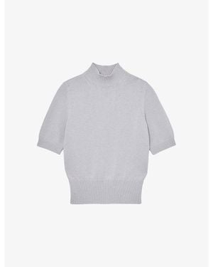 Reiss Aria Funnel-Neck Cotton And Wool-Blend Jumper - Grey