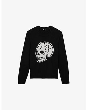 The Kooples Skull-Motif Crewneck Cotton Sweater - Black