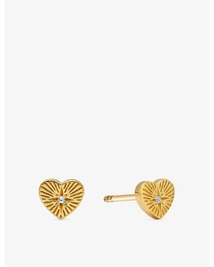 Astley Clarke Biography Heart 18Ct- Plated Sterling- Vermeil And Sapphire Stud Earrings - Metallic