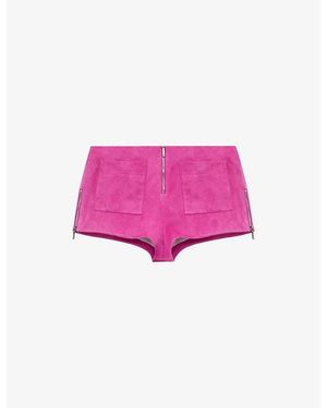 Loewe X Paula's Ibiza Side-Zip Suede Mini Shorts - Pink