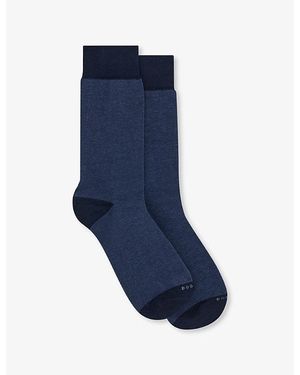 BOGGI Oxford Stretch Cotton-Blend Crew Socks - Blue