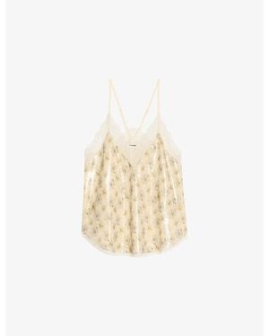 Zadig & Voltaire Christy Sequin-Print Woven Cami Top - Natural