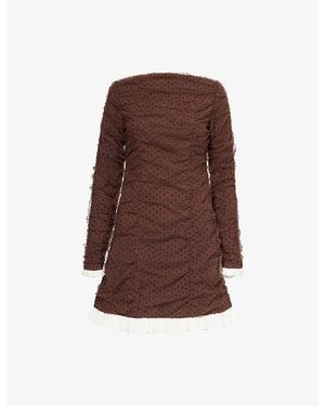 Amy Lynn Edie Polka-Dot Woven Mini Dress - Brown