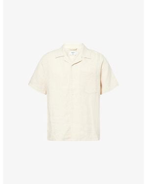 Percival Short-Sleeve Cuban-Collar Linen Shirt - White