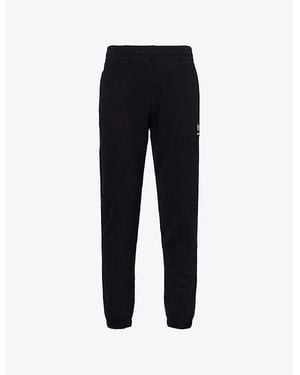 Sandbanks Logo-Patch Elasticated-Cuff Cotton Jogging Bottoms - Black