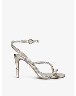 Carvela Kurt Geiger Paparazzi Crystal-Embellished Metallic Faux-Leather Heeled Sandals