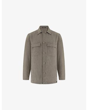 BOGGI Flap-Pocket Washed Linen Overshirt - Grey