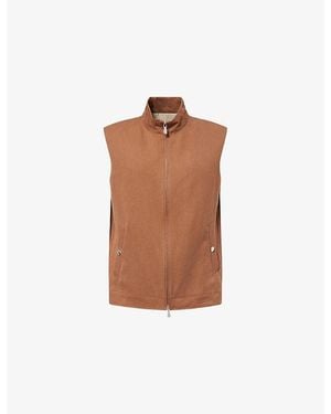Eleventy Solbiati Zip Linen Gilet - Brown