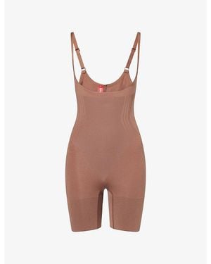 Spanx Sculpt Gofigure Open-Bust Mid-Thigh Bodysuit - Brown