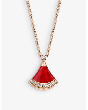 BVLGARI Divas' Dream 18Ct Rose- 0.13Ct Brilliant-Cut Diamond And Carnelian Pendant Necklace - White
