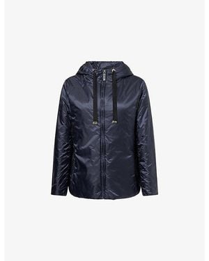Max Mara Hooded Water-Repellent Canvas Jacket - Blue