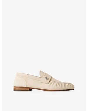 Jimmy Choo Ellis Etched Velvet Suede Loafers - Natural
