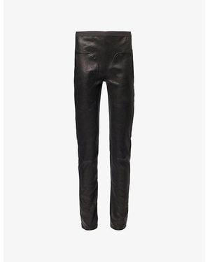 Rick Owens Hollywood High-Rise Leather-Blend Leggings - Black