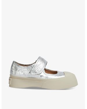 Marni Pablo Metallic-Leather Mary Jane Trainers - White
