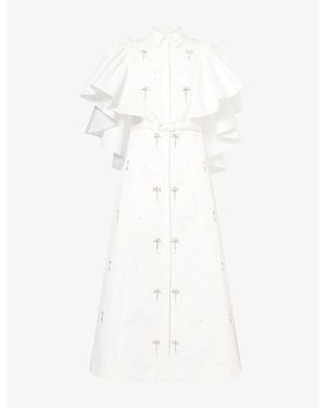 Huishan Zhang Maira Embellished Woven Midi Dress - White