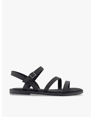 TOMS Kira Ankle-Strap Leather Sandals - Black