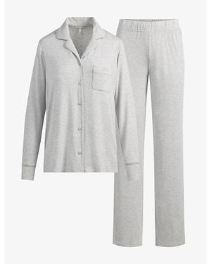 Skims Long-Sleeve Button-Up Modal-Jersey Sleep Set - Grey